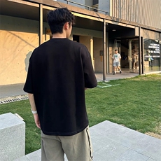 抖音得物品质二开240克宽松纯棉美式高街痞帅潮牌金属装饰短袖T恤，男装T恤，电商A486