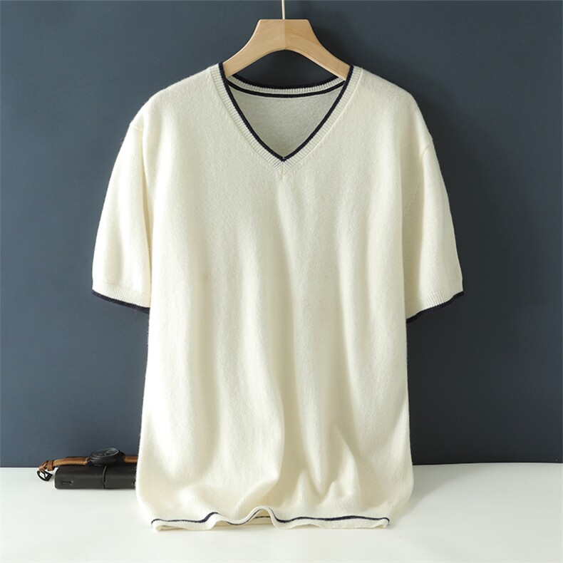 V领羊绒衫男羊绒针织毛衣秋纯色套头打底衫男装，男装羊绒套衫，美创羊绒