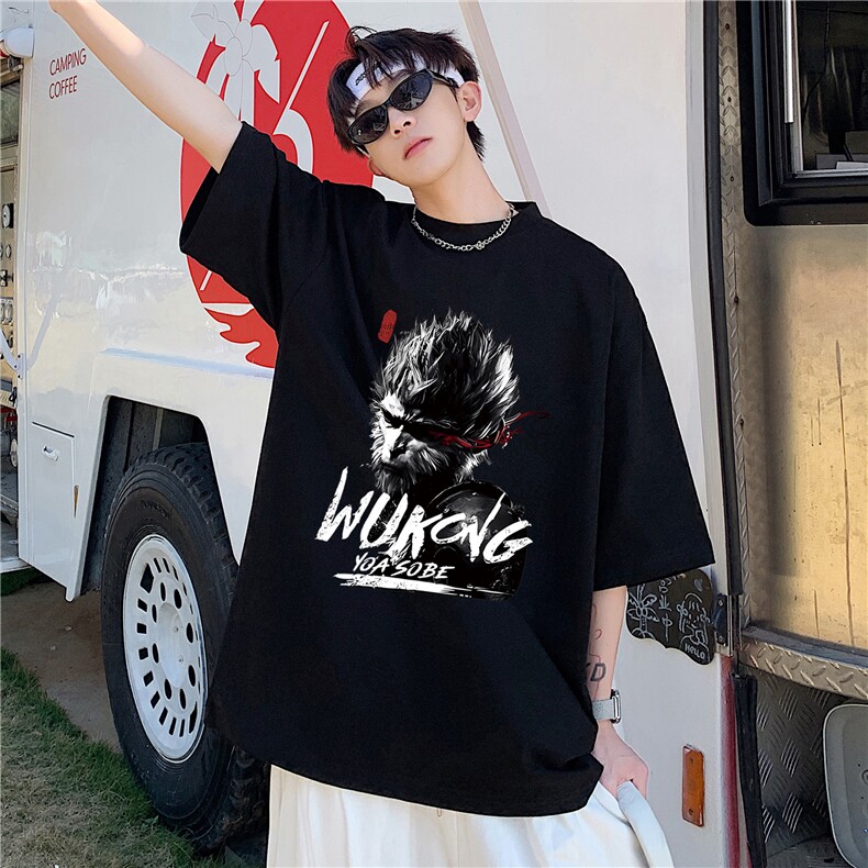 黑神话悟空短袖t恤男夏季美式高街hiphop潮牌蜘蛛精穿搭五分半袖,男装T恤,电商A426-1(原A430-1)