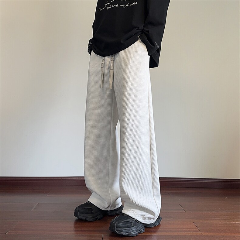 特批P32无差价2025港风肌理感休闲裤男宽松时尚百搭阔腿裤K5638,男装休闲裤,电商A001