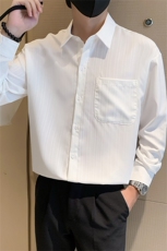 精神小伙春秋季青年男生纯色衬衫白色开衫衬衣男C208-8890-特P48，男装衬衫，电商C208