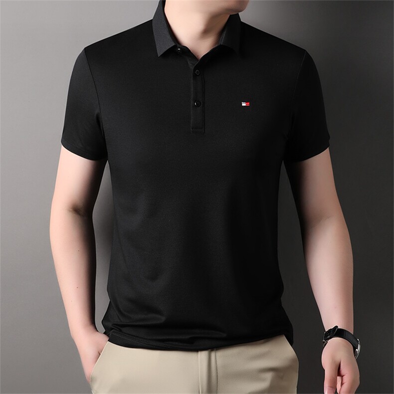短袖T恤男2024夏季新款宽松中年男士纯色休闲时尚翻领Polo衫潮,男装T恤,电商B212（原钱塘6029）