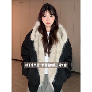 美式毛领连帽棉服秋冬cleanfit座山雕棉衣外套重磅加厚保暖上衣图片