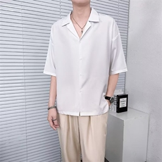 夏季冰丝短袖衬衫男士高级感痞帅衬衣男生休闲半袖衬寸衣服D9，男装衬衫，星座1116A-2（原606A-1）