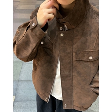 2025秋季新款现货绒感雾花皮衣男立领夹克外套DSA157B-J2559-P95，男装夹克，电商A157B