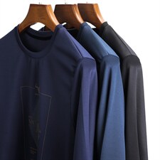 2023春秋季男士长袖T恤印花圆领休闲纯色宽松套头上衣打底衫，男装T恤，电商B212（原钱塘6029）
