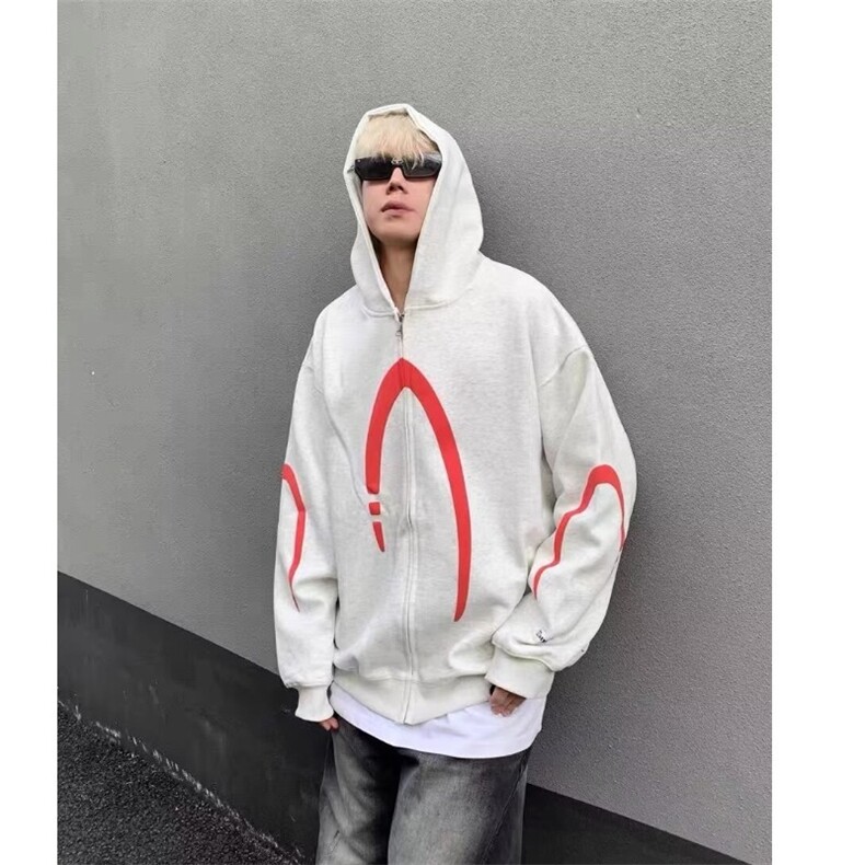 Y148-P50美式复古潮牌开衫拉链外套男秋冬宽松休闲设计感小众,男装T恤,电商B323A