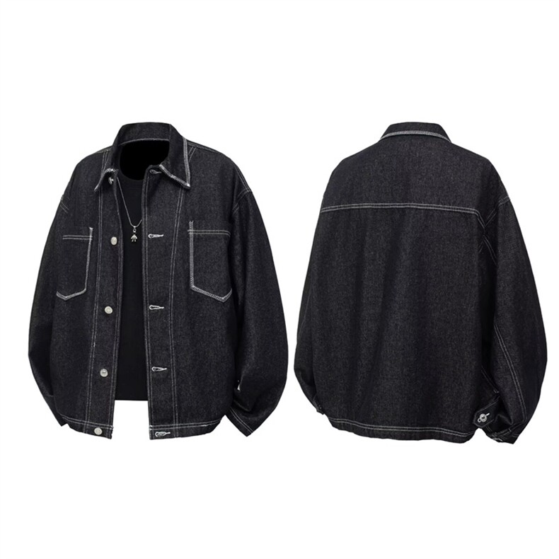 现货得物二开秋季重磅复古丹宁色宽松明线牛仔夹克男JK1256-P78，男装夹克，星座1103-3
