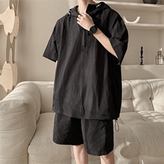 8XL-M休闲运动套装大码工装短袖冰丝薄款连帽户外防晒衣TZ1701P68，男装休闲套装，电商B238