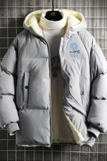 加厚加绒连帽棉衣男大码棉服男面包服男网格MY16274-P100，男装棉衣，电商A040A