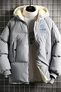 加厚加绒连帽棉衣男大码棉服男面包服男 网格 MY16274-P100图片