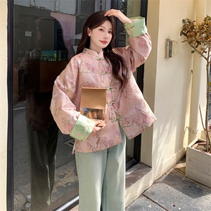 水衣源2607A款新中式提花刺绣短款轻薄羽绒服女图片