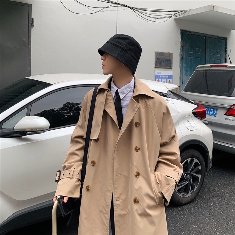 港风新款宽松休闲中长款风衣潮流帅气英伦风男士外套7668P90,男装风衣,星座226-2