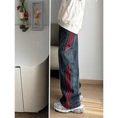 1506-1/K6991/P46美式复古条纹阔腿长裤男女秋冬潮牌休闲宽松高街，男装休闲裤，星座1506-1