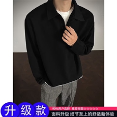 休闲男士2025春秋季新款痞帅宽松打底长袖上衣内搭POLO领卫衣男，男装T恤，星座506A