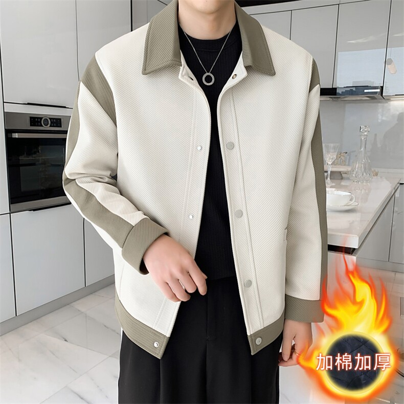 轻熟风~秋冬季新款拼色设计加棉加厚夹克外套K351/P95,男装夹克,电商B331