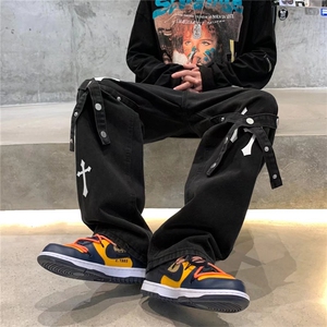 春季美式街头牛仔裤男ins潮流vibe拖地裤子宽松 K2587-P45图片