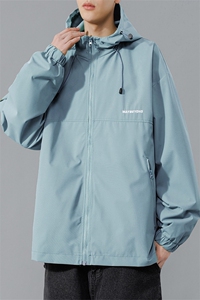冲锋衣连帽夹克男宽松落肩纯色上衣外套DSA157B-JK727-P50图片