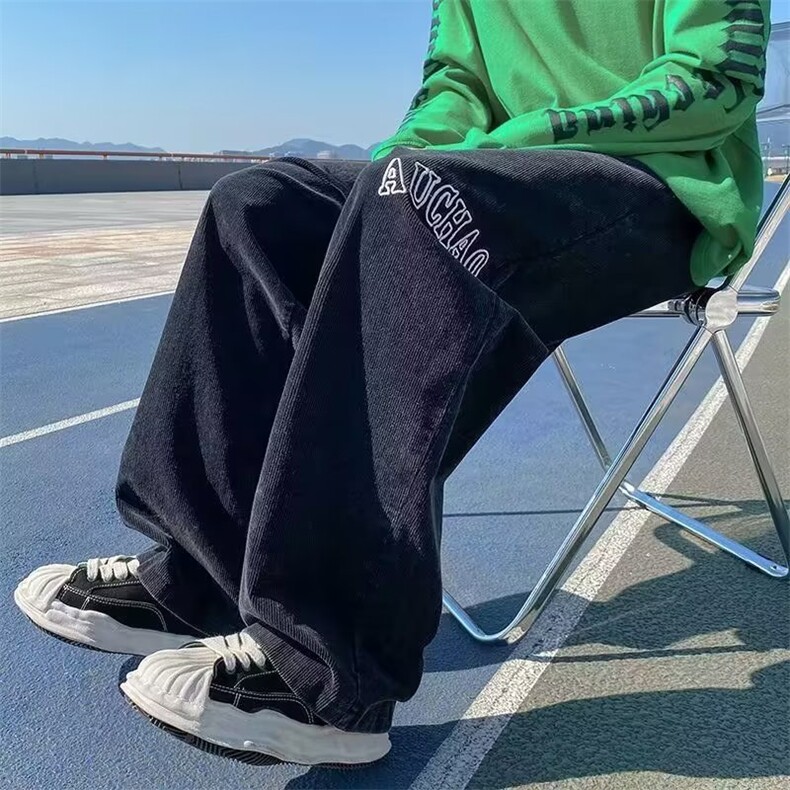 灯芯绒裤子男春秋季ins潮牌刺绣休闲裤美式 A914 P32图片