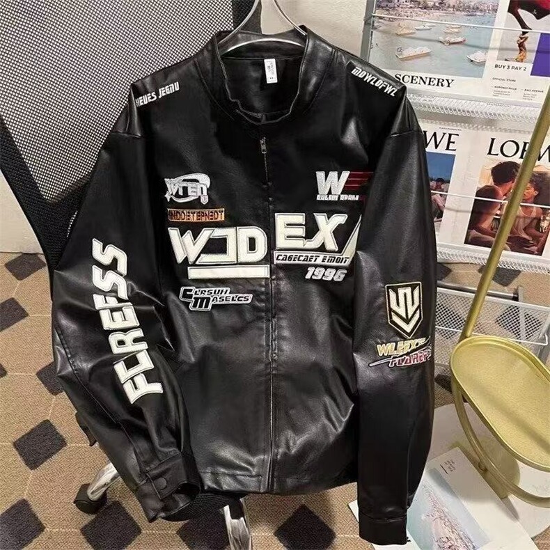 JK262-P70美式复古高街赛车服vintage皮衣夹克,男装夹克,电商B323A