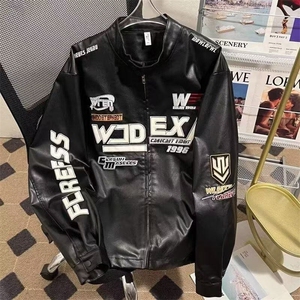 JK262-P70 美式复古高街赛车服vintage皮衣夹克图片