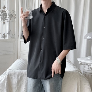 短袖衬衫男夏季新款港风宽松冰丝坠感衬衣CY009-P30图片