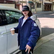 灰色女装毛领羽绒服中长款冬加厚工装派克服羽绒外套现货款，男装羽绒服，星座1210-1