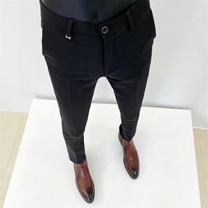 春季西裤男修身直筒高级感商务休闲裤男士裤长裤915九分9159—P55图片