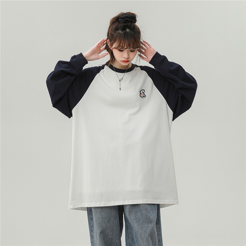 中性插肩袖设计大码S立体贴标短款印花字母卫衣女WY77079P30控48,男装卫衣,星座226-1