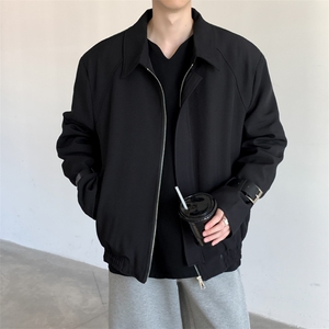 翻领短款外套男袖子皮扣设计夹棉上衣秋冬JK119特P75图片