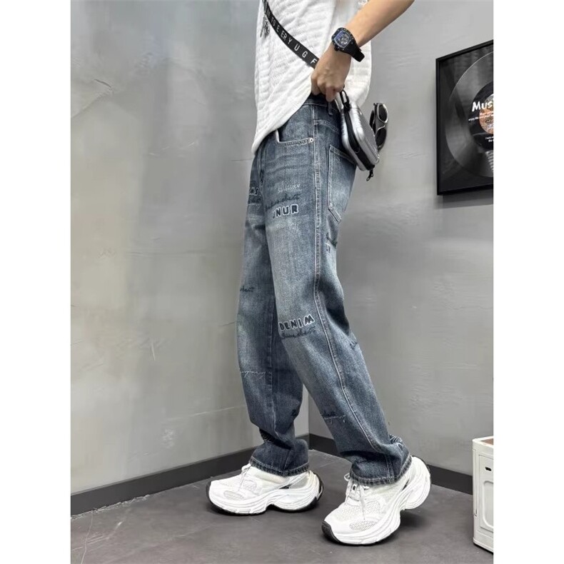 秋冬款工装牛仔裤男宽松潮秋季复古百搭潮流韩版长裤子AM1272P55,男装牛仔裤,星座1013-5