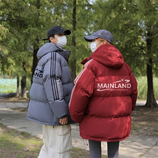 拼三条杠宽松男女情侣连帽棉衣面包服羽绒棉C408M1253P100，男装棉衣，电商C408(原B339-1)