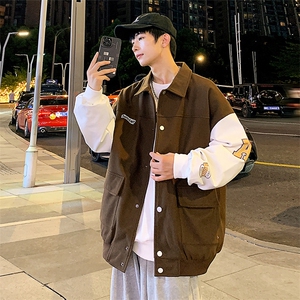 JK808 P68港风拼接翻领百搭休闲宽松夹克外套男图片