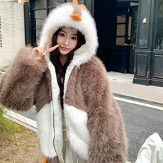 新款企鹅毛绒外套2C123-Z1011-P225-K329加厚款，女装短外套，2C123