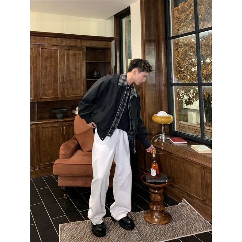 网图冬季翻领假两件棉服夹棉格子拼接夹克外套A025-HY16106-P88,男装夹克,电商A025
