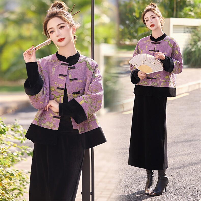 开春穿搭一整套新中式套裙女2026年超火高级感气质三件套装，女装套装/套裙，关键词