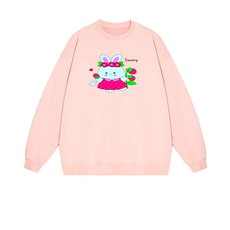 2025年秋季套头长袖草莓小兔时尚百搭通勤简约休闲，女装卫衣/绒衫，花可