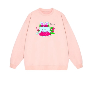 2025年秋季套头长袖草莓小兔时尚百搭通勤简约休闲图片