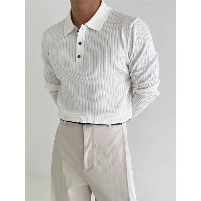 复古翻领针织衫男休闲肌理感英伦轻熟polo衫毛衣打底衫MY509P50，男装Polo衫，星座1013-5