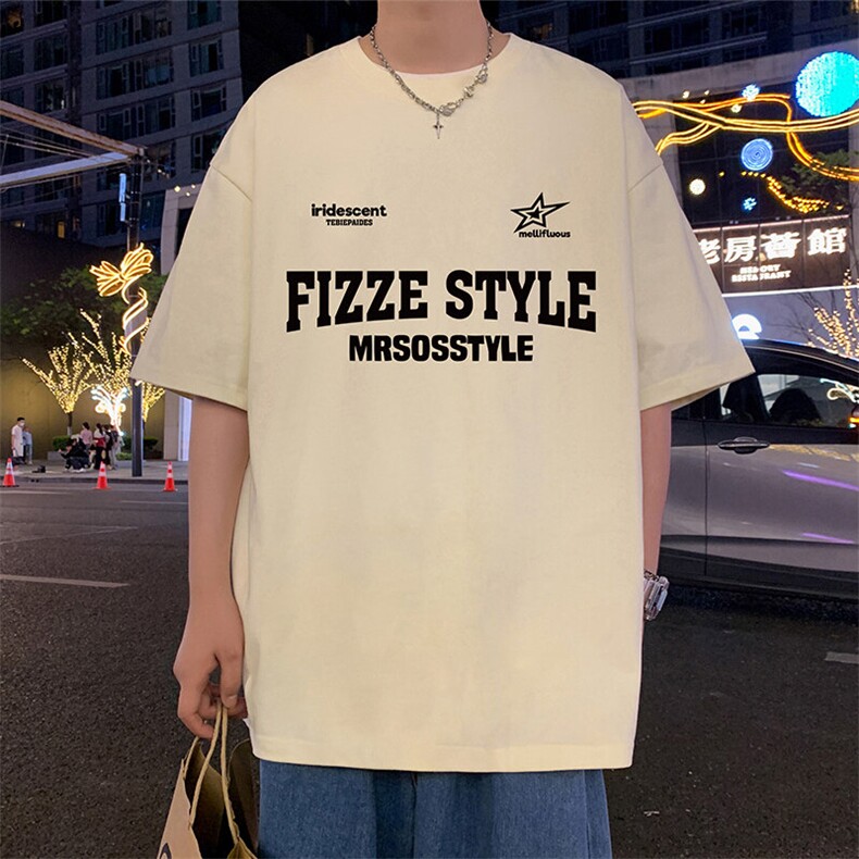 T788大码宽松纯棉运动圆领体恤衫oversize短袖T恤男重磅T图片