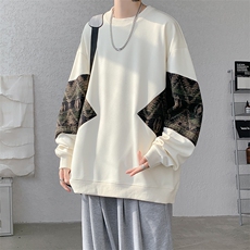 8XL-M春秋季圆领拼接撞色民族风卫衣男新款潮牌上衣服WY005P58，男装民族服装，电商B312