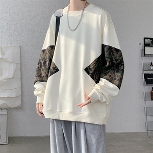 8XL-M 春秋季圆领拼接撞色民族风卫衣男新款潮牌上衣服WY005P58图片
