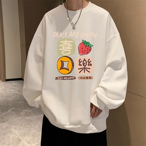 华夫格卫衣圆领卫衣男大码长袖t恤男外套 HW76322-P30加绒款-P40图片