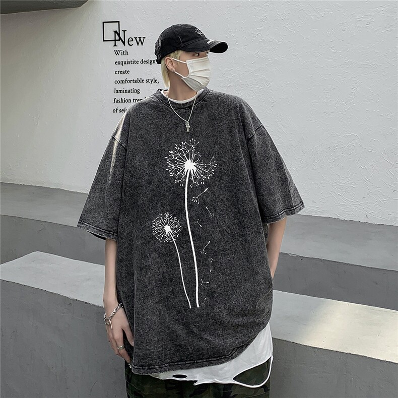 XZ203-SX277-P3824新品风蒲公英印花短袖水T恤,男装T恤,星座203