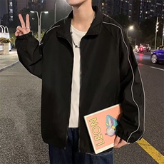 W251-P60春秋反光条设计黑色双层夹克外套工装休闲男女外套开衫，男装夹克，星座911-1