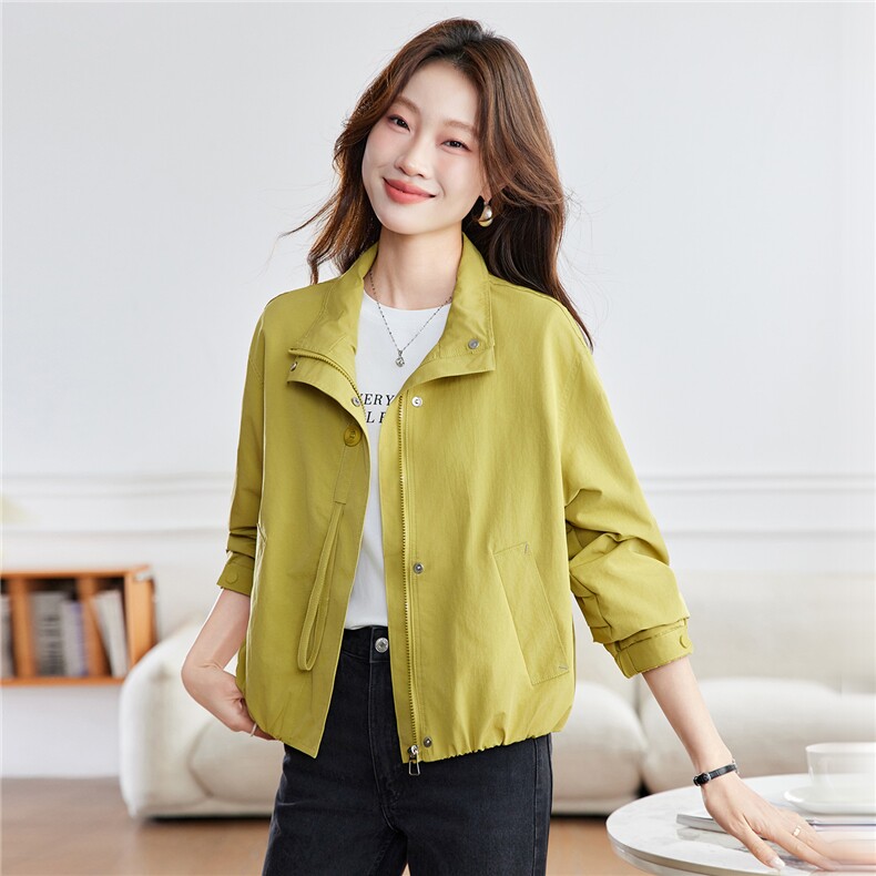现货！立领夹克上衣女2026年春季时尚显瘦小个子春秋短外套，女装短外套，沐七七