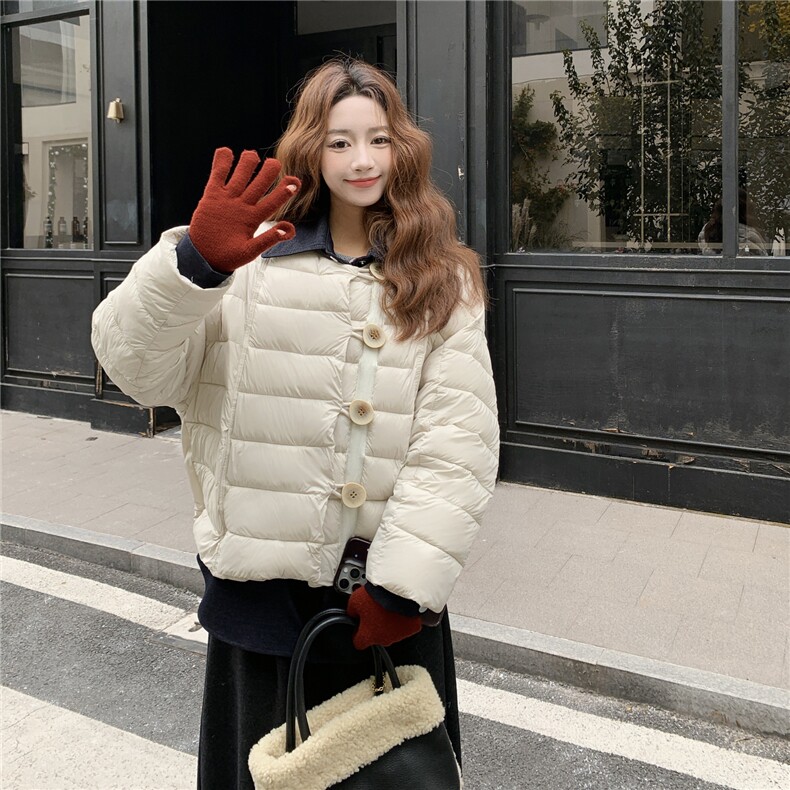 气质百搭小众简约风翻领羽绒服女冬2025新款洋气休闲轻薄保暖外套，女装羽绒服，艾米莉亚