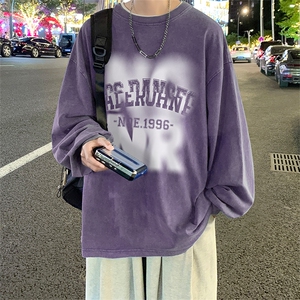 直播品质 重磅纯棉 美式蜡染水洗做旧潮牌宽松长袖t恤 CT296特P38图片