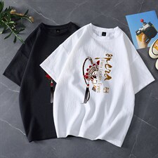青少年潮流大码港风情侣风个性印花圆领短袖T恤男T613P30，男装T恤，电商B226