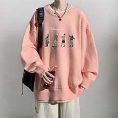 控78假两件毛衣男大码加绒针织衫男毛线衣M80043-P55加绒P70，男装针织衫/毛衣，电商A040
